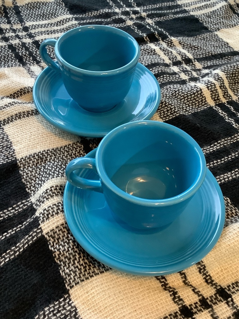 Fiestaware retired color Peacock blue cup and saucer set of two